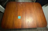 Top view of dining table showing grain and seam