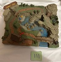 Top view showing entire 3D landscape cribbage board layout and Summit Trail sign