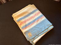 Folded blanket showing stripe pattern and overall colour