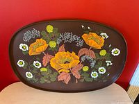 Full view of floral side of oval tray