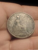 Reverse 1901 penny showing Britannia and date