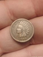 Obverse of 1905 Indian Head cent showing date and portrait