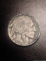 Obverse of 1935 Buffalo nickel showing Indian Head and date