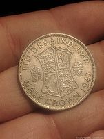 Reverse of 1947 half crown showing crowned Royal Arms and date