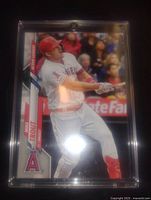 Front of Mike Trout Topps Update card in screwdown holder