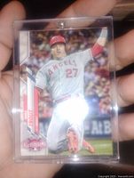 Front of Mike Trout baseball card in protective case