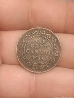 Reverse showing date 1916 and wreath design