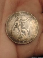 Reverse of 1919 penny showing Britannia seated, date visible