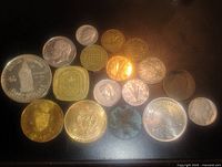 Obverse sides of assorted world coins