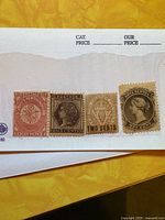 Group shot of all four provincial stamps aligned