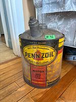 Front of Pennzoil 5-gallon steel oil can showing label