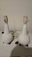 Pair of white milk glass 1939 World’s Fair table lamps with cords