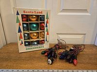 Boxed ornaments and two light strings overview