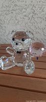 Front view of crystal teddy bear with balloon