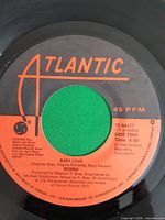 Close-up of Atlantic label Side Two showing song title, artist, runtime, catalog number