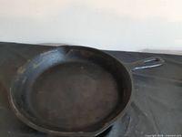 Top view of cast iron frying pan