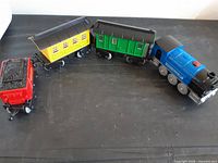 All four train pieces coupled together