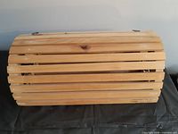 Top view of wooden slat lobster trap bread box