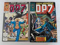 Front covers of two D.P.7 comics (issues 8 and 7)
