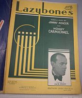 Cover of Lazybones sheet music showing graphic design and composer credits
