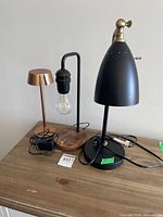 All three lamps side by side on tabletop