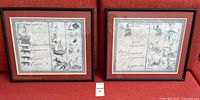 Both framed Siamese horoscope prints side by side