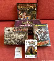 Group shot of all five game boxes