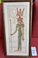 Front view of framed Egyptian artwork depicting Isis