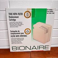 Front view of boxed Bionaire True HEPA replacement cartridge