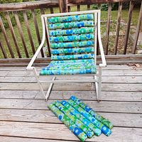 Front view of Samsonite chair on deck