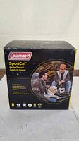 Front of box showing Coleman SportCat catalytic heater graphics
