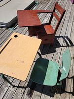 Top view showing both desks, colors and attached chairs