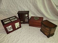 All four wooden boxes grouped to show size and style differences