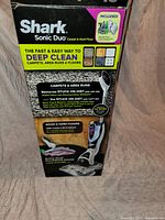 Retail box of Shark Sonic Duo showing model and usage