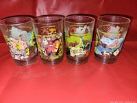 Front view of all four Shrek the Third glasses showing graphics
