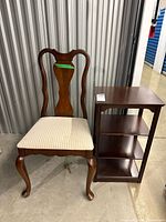 Front view showing both chair and shelf together