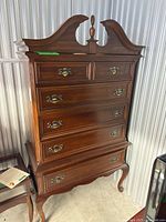 Front view showing full dresser with crown and six drawers