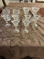 All ten crystal glasses on table