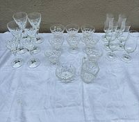Group shot of all glassware pieces arranged on table