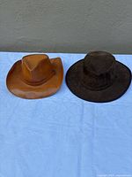 Two hats side by side showing overall style and coloration