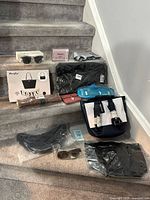 Group shot of all nine items on stairs