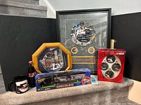 Group shot of all items in lot on staircase