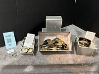 Overview of boxed VIVO horn jewellery set and rope ring