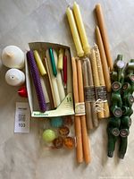 full assortment of candles laid out