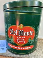 front view showing Del Monte label and overall appearance with lid