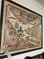 Full view of framed signed numbered Pittsburgh 1795 map print