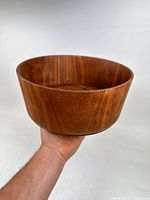Side view of turned walnut bowl