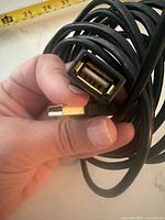 USB Type-A female connector and mini-USB male end of black cable