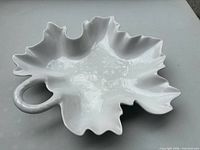Top view of white porcelain leaf tray