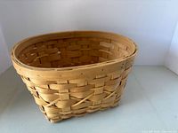 Angled exterior view of basket showing weave and condition